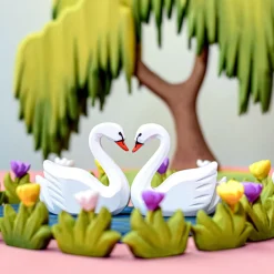BumbuToys Heart Lake and Swans SET Fashion