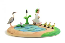 BumbuToys Lake, Cattails, Water Lily, Heron, Girl and Ducklings SET Discount