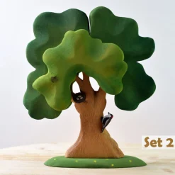 BumbuToys Large Oak green, Woodpecker and Nest SET Fashion