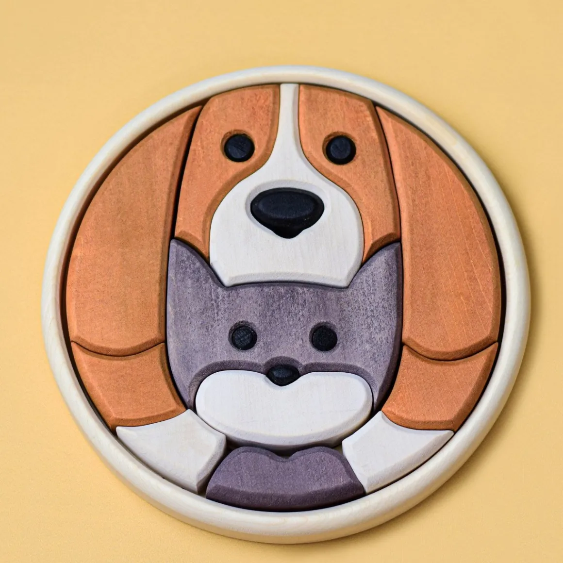 BumbuToys Round Puzzle Dog and Cat New