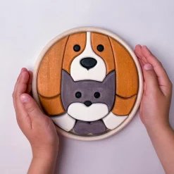 BumbuToys Round Puzzle Dog and Cat New
