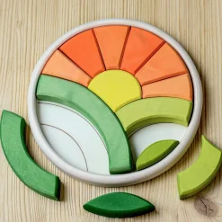BumbuToys Round Puzzle Hill and Sun New